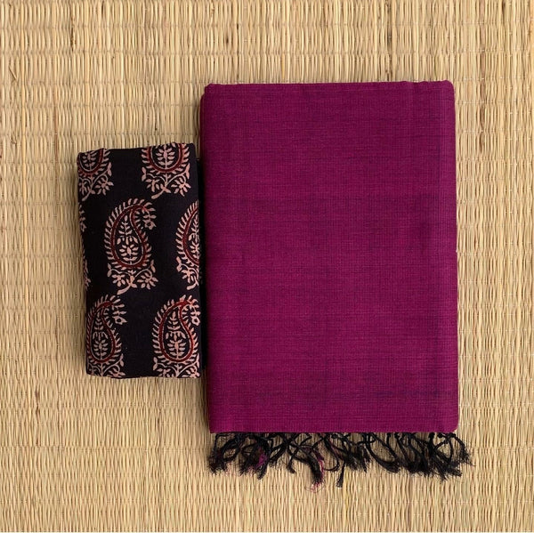 ARRESTING PURPLE COLOUR TRADITIONAL LOOKING CHANDERI COTTON SAREE