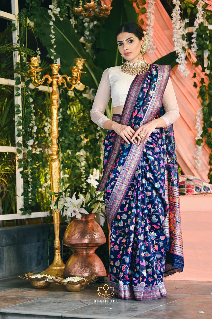 Multi-Color Kashmiri Weaving Soft Modal Silk Saree