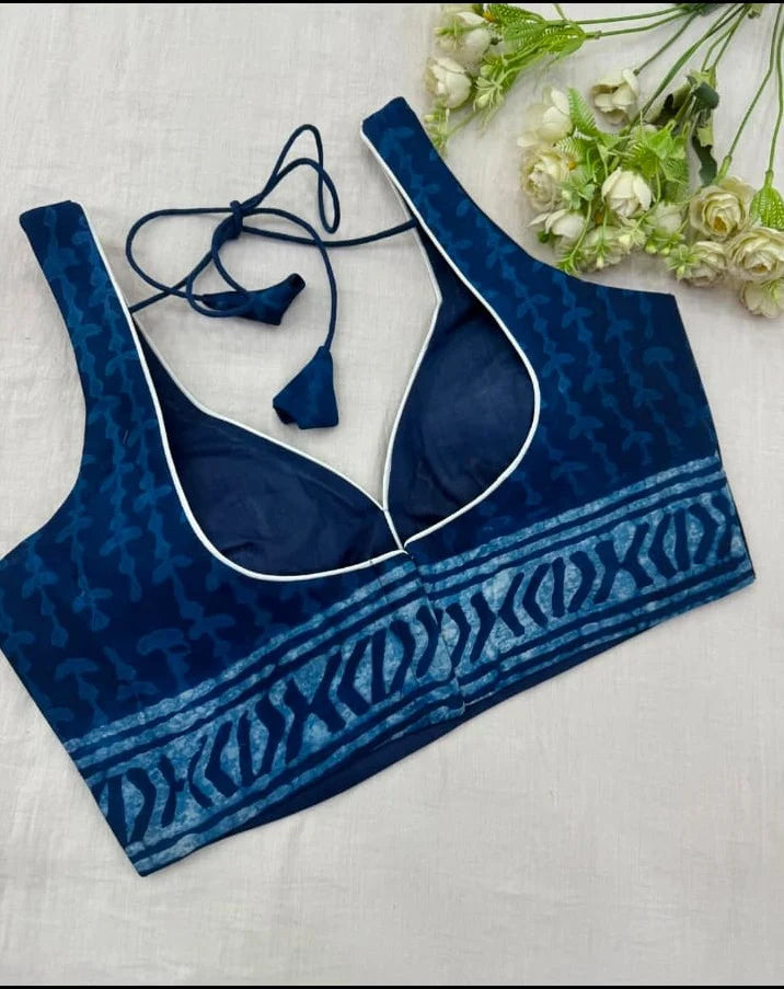 Attractive - Blue Mangalagiri Cotton Saree With Designer Blouse - PC-101
