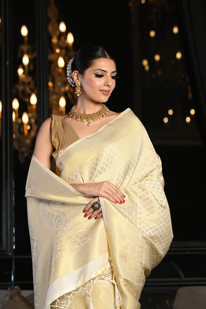 Off White Soft Silk Saree
