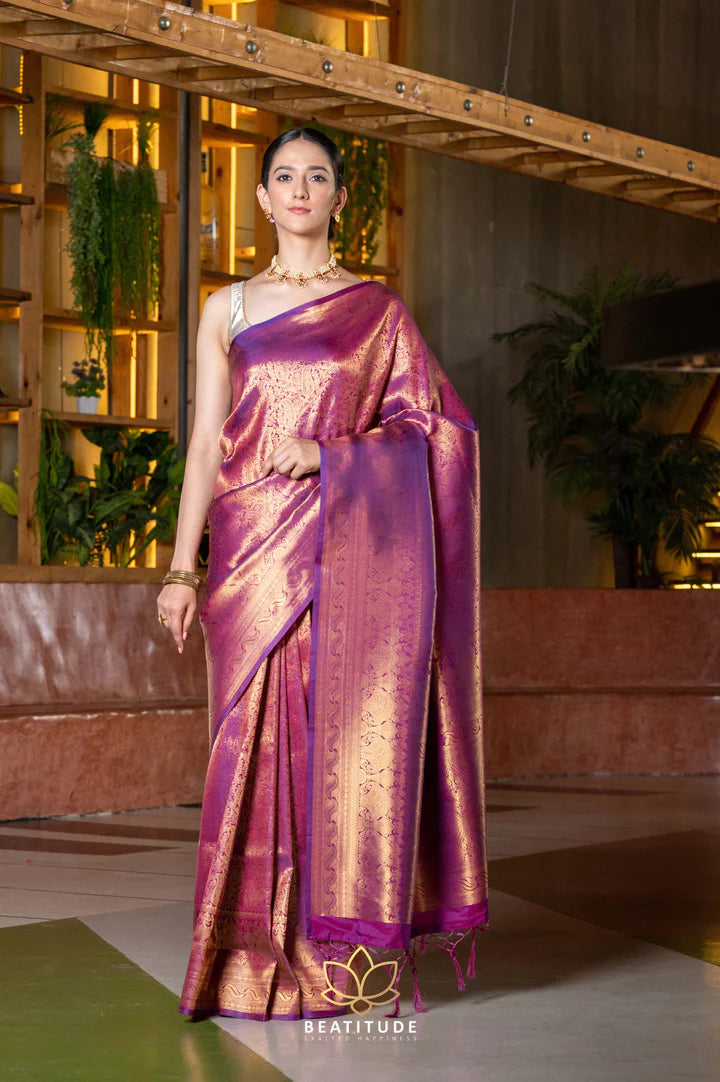 Purple Woven Kanjivaram Saree