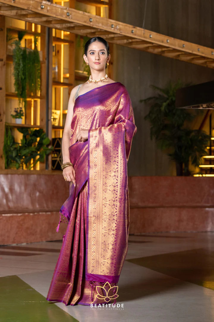 Purple Woven Kanjivaram Saree