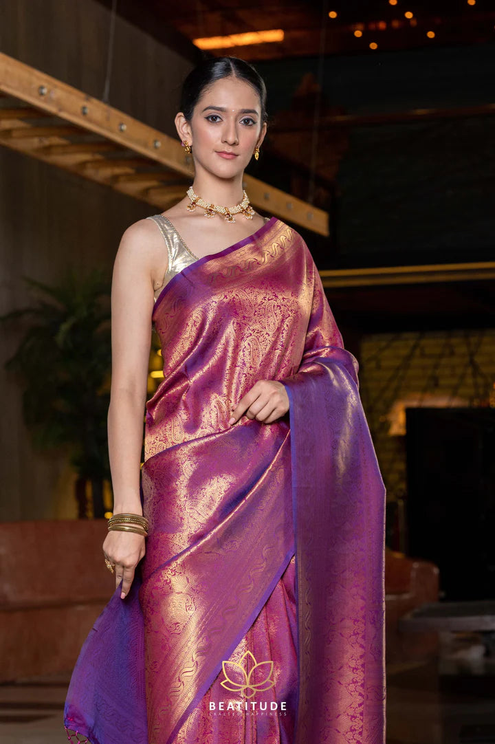 Purple Woven Kanjivaram Saree