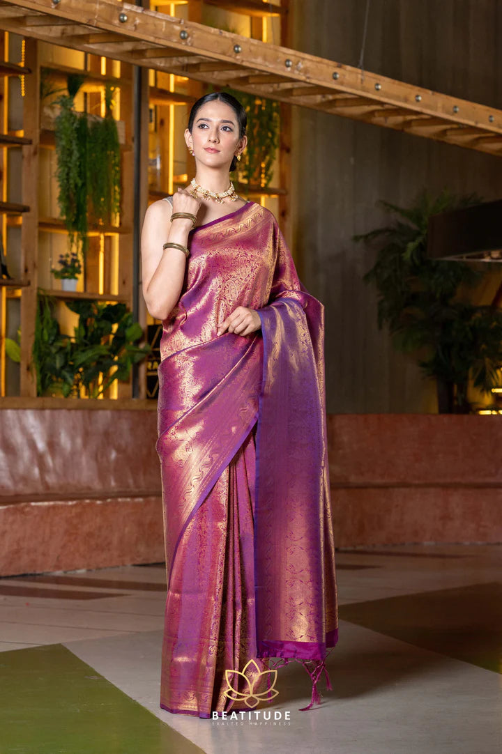 Purple Woven Kanjivaram Saree