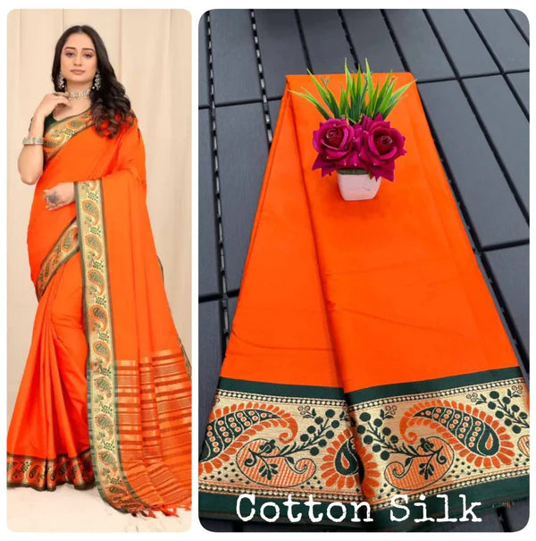 PURE MERCERIZED ORANG COTTON SILK SAREE