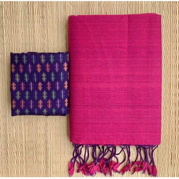 ENERGETIC PINK COLOUR TRADITIONAL LOOKING CHANDERI COTTON SAREE