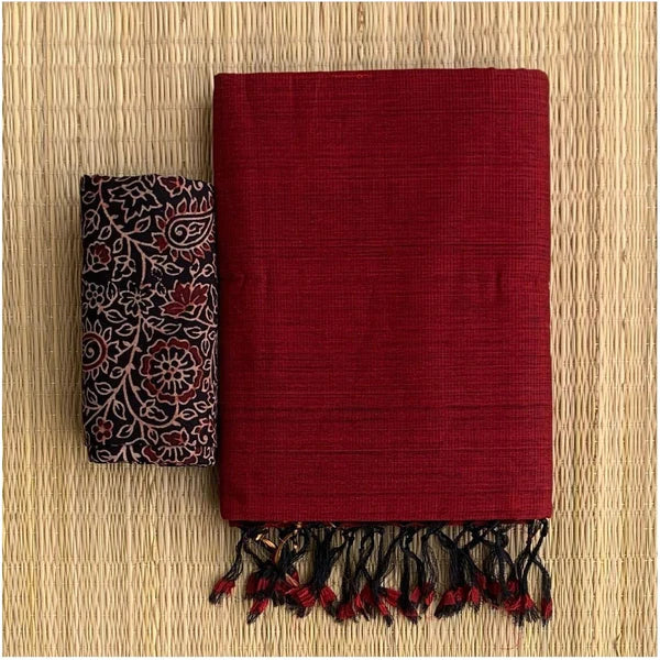 SURPASSING MAROON COLOUR TRADITIONAL LOOKING CHANDERI COTTON SAREE