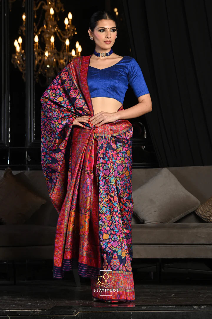 Multi-Color Kashmiri Weaving Soft Modal Silk Saree