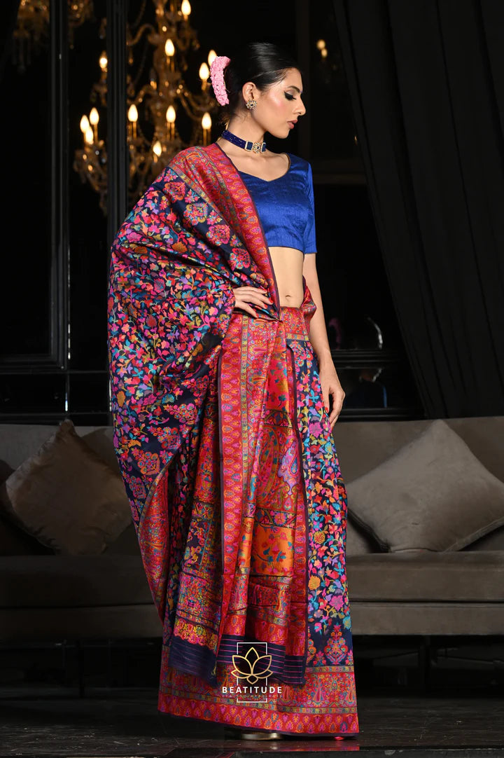 Multi-Color Kashmiri Weaving Soft Modal Silk Saree