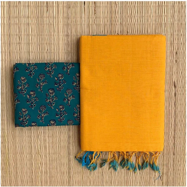 ETHNIC MUSTARD COLOUR TRADITIONAL LOOKING CHANDERI COTTON SARE