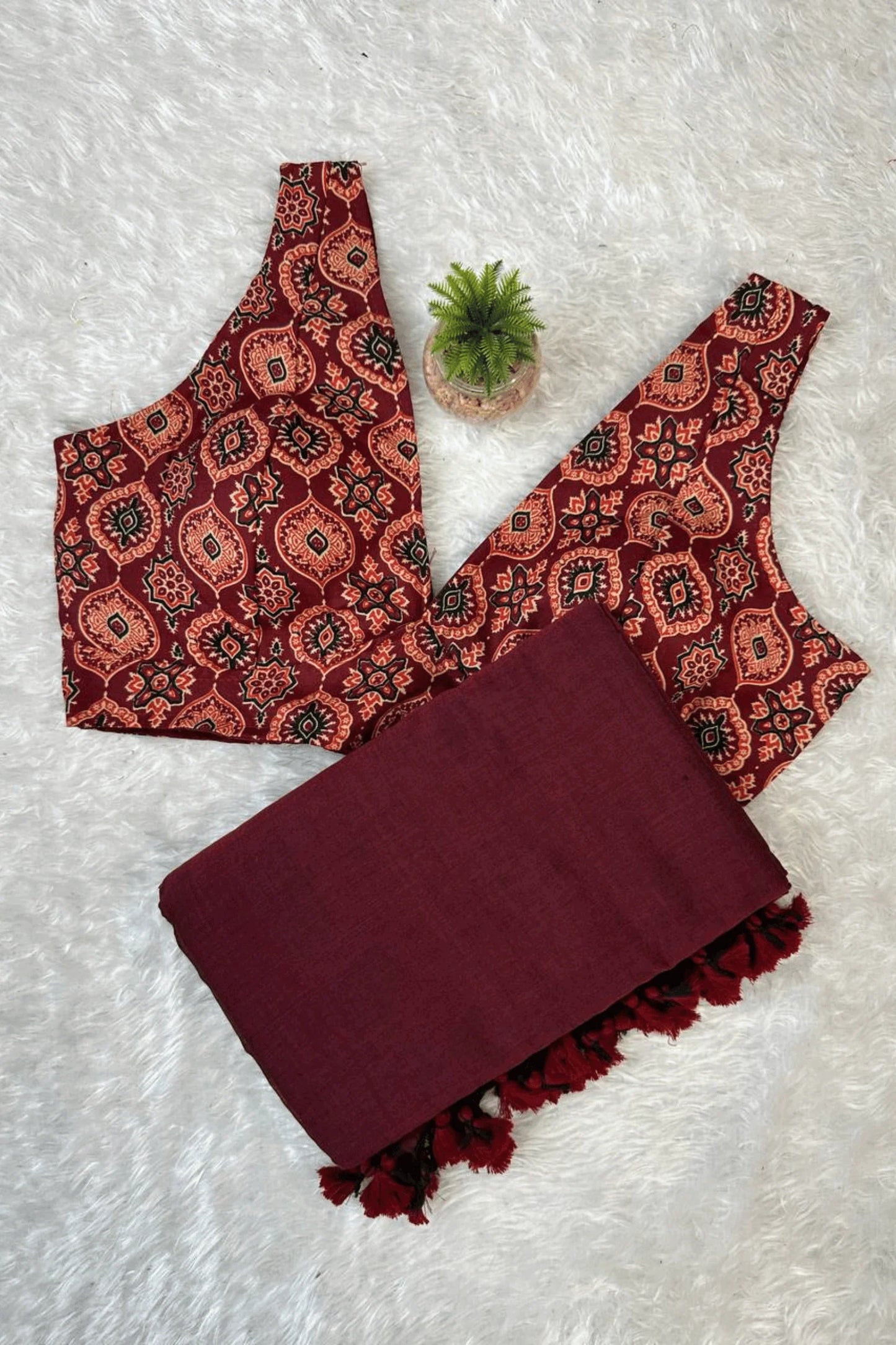 Magic - Maroon Mangalagiri Plain Cotton Saree - PC-21