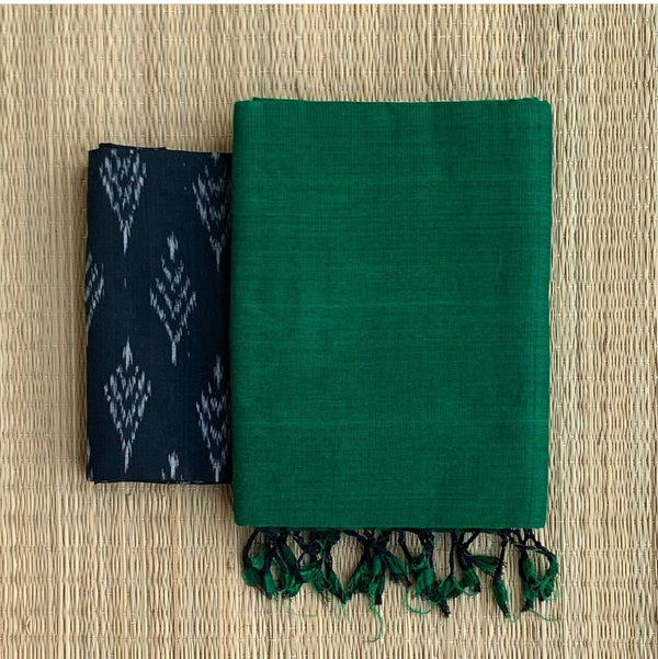 ADORABLE GREEN COLOUR TRADITIONAL LOOKING CHANDERI COTTON SAREE