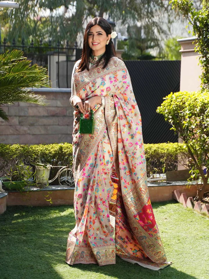 Multi-Color Kashmiri Weaving Soft Modal Silk Saree