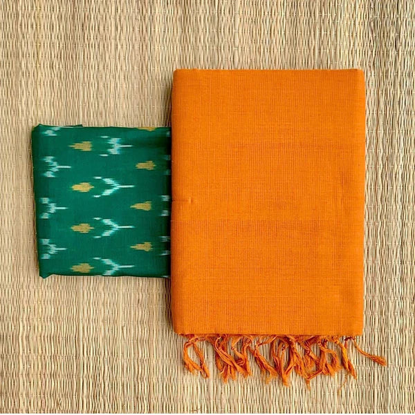 EYE-CATCHING ORANGE COLOUR TRADITIONAL LOOKING CHANDERI COTTON SAREE