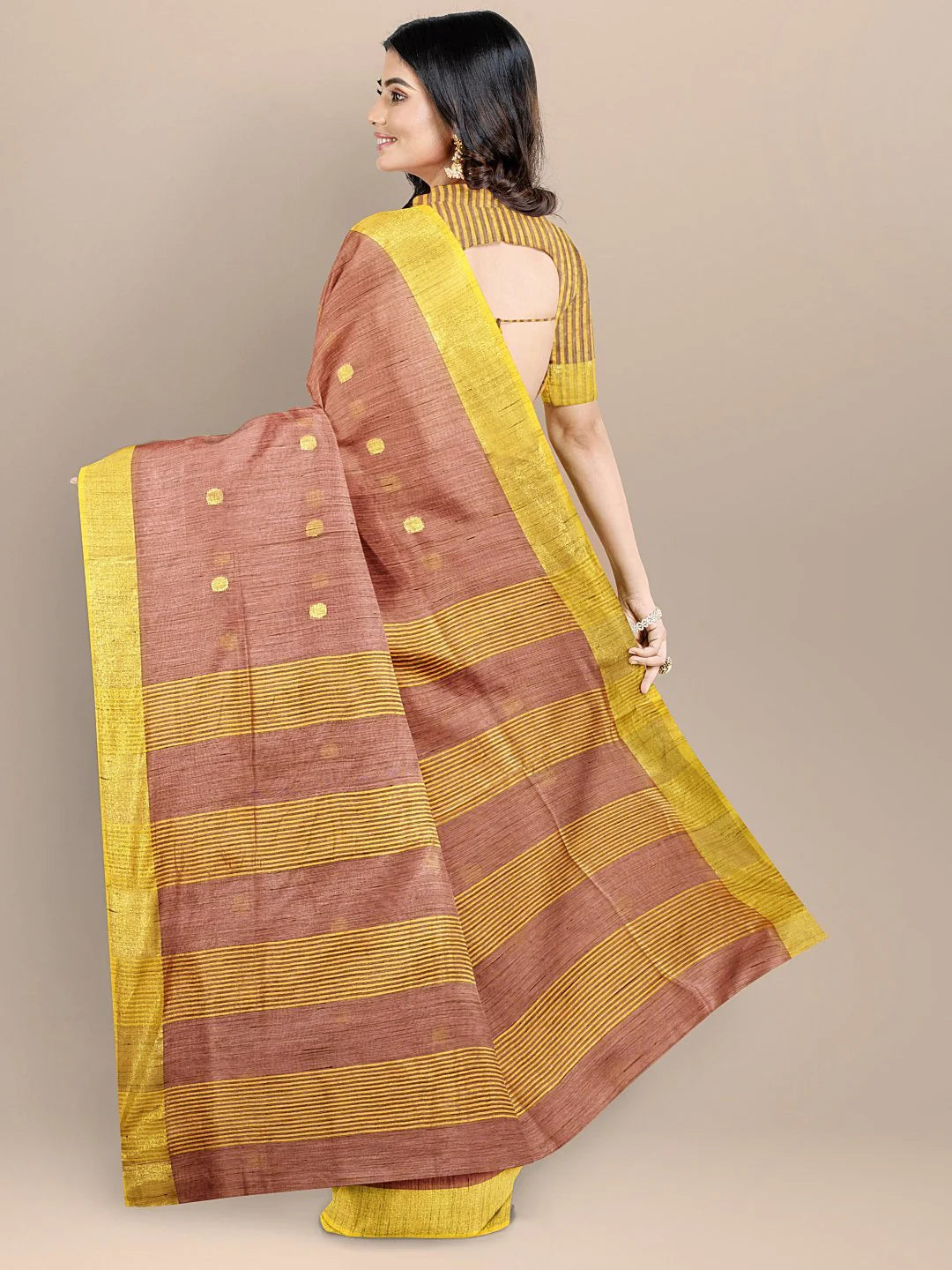 PEACH COLOR SILK COTTON WOVEN DESIGN MANGALAGIRI HANDLOOM SAREE