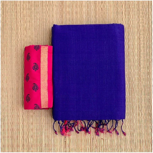 ENERGETIC VIOLET COLOUR TRADITIONAL LOOKING CHANDERI COTTON SAREE